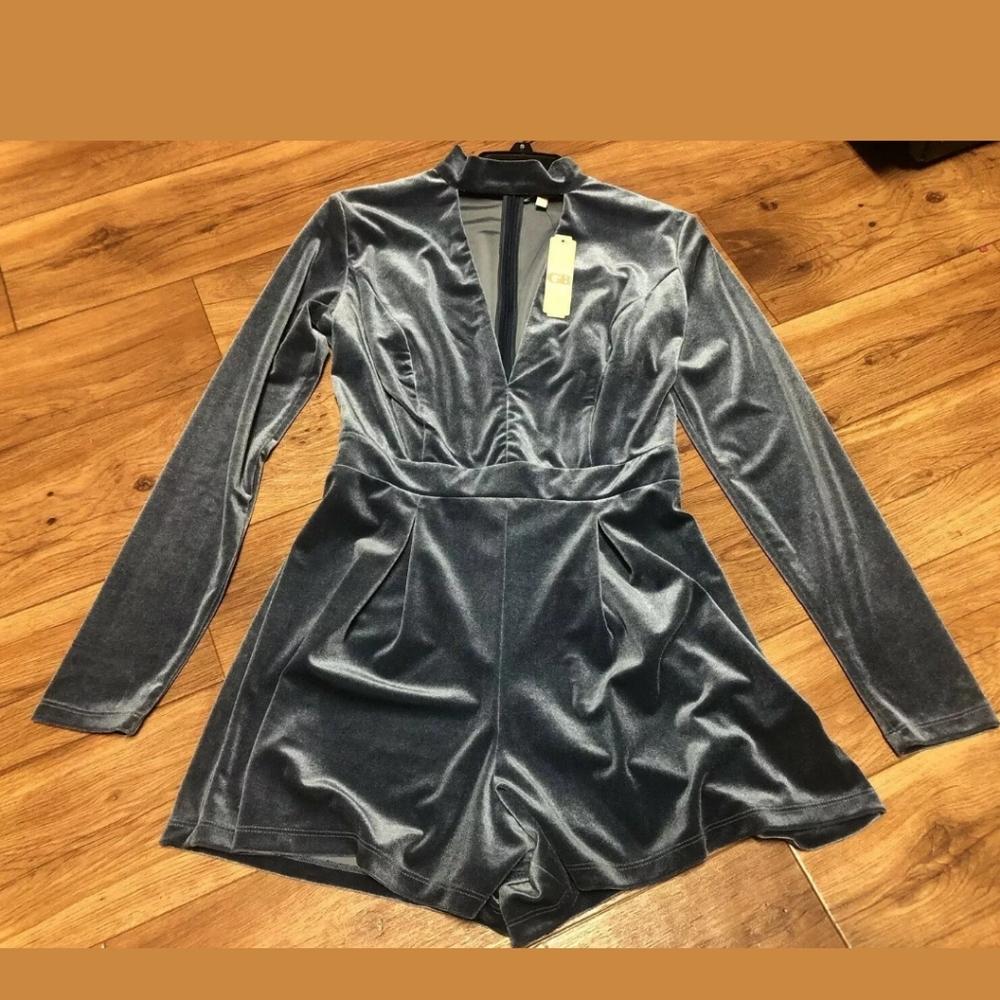 NWT!Gianni Bini Juniors Blue Gray Velvet Long S